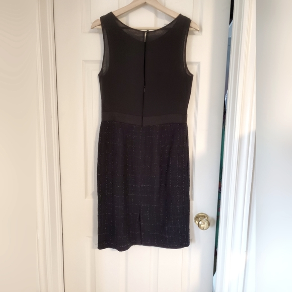 Size 8 Black Sleeveless Cocktail Holiday Dress with Tweed Skirt - Picture 3 of 7